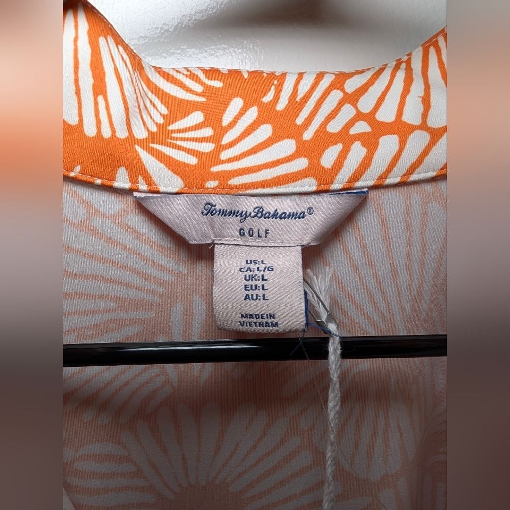 Tommy Bahama Golf Jacket L NWT Orange Shell Print UPF 50 Coastal Sport Zip - Picture 8 of 8
